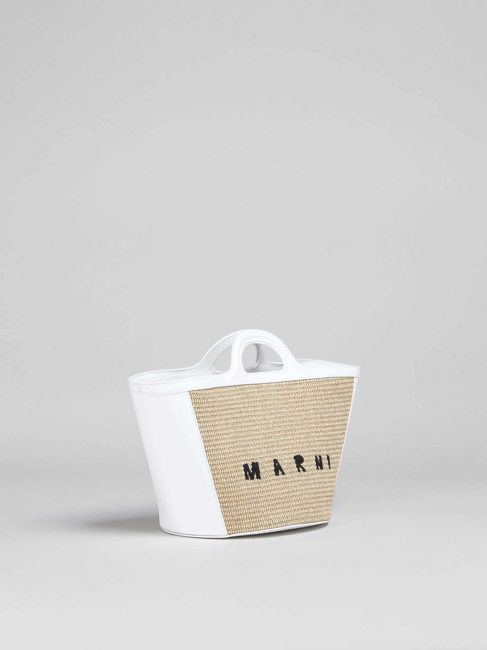 Handbags | Tropicalia Bag>Marni Tropicalia Small Bag In White Leather And Raffia-effect Fabric SANDSTORM/LILYWHITE