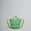 Shoulder Bags | Tropicalia Bag>Marni Tropicalia Small Bucket Bag In Green Leather And Raffia-effect Fabric KIWI