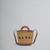 Shoulder Bags | Crossbody Bags>Marni Tropicalia Small Bucket Bag In Brown Leather And Raffia-effect Fabric RAWSIENNA