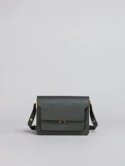 Shoulder Bags>Marni TRUNK Medium Bag In Green Saffiano Leather FORESTGREEN
