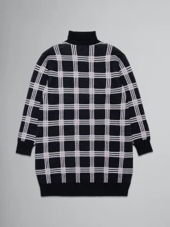 Kids>Marni Turtleneck Dress In Checked Knit BLACK