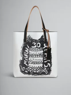 Tote Bags>Marni Two Tone Tribeca Tote With 30th Anniversary Print BLACK