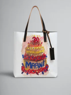 Tote Bags | Tote Bags>Marni Two Tone Tribeca Tote With 30th Anniversary Print PINKGUMMY