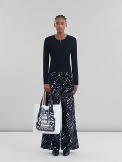 Tote Bags>Marni Two Tone Tribeca Tote With 30th Anniversary Print BLACK