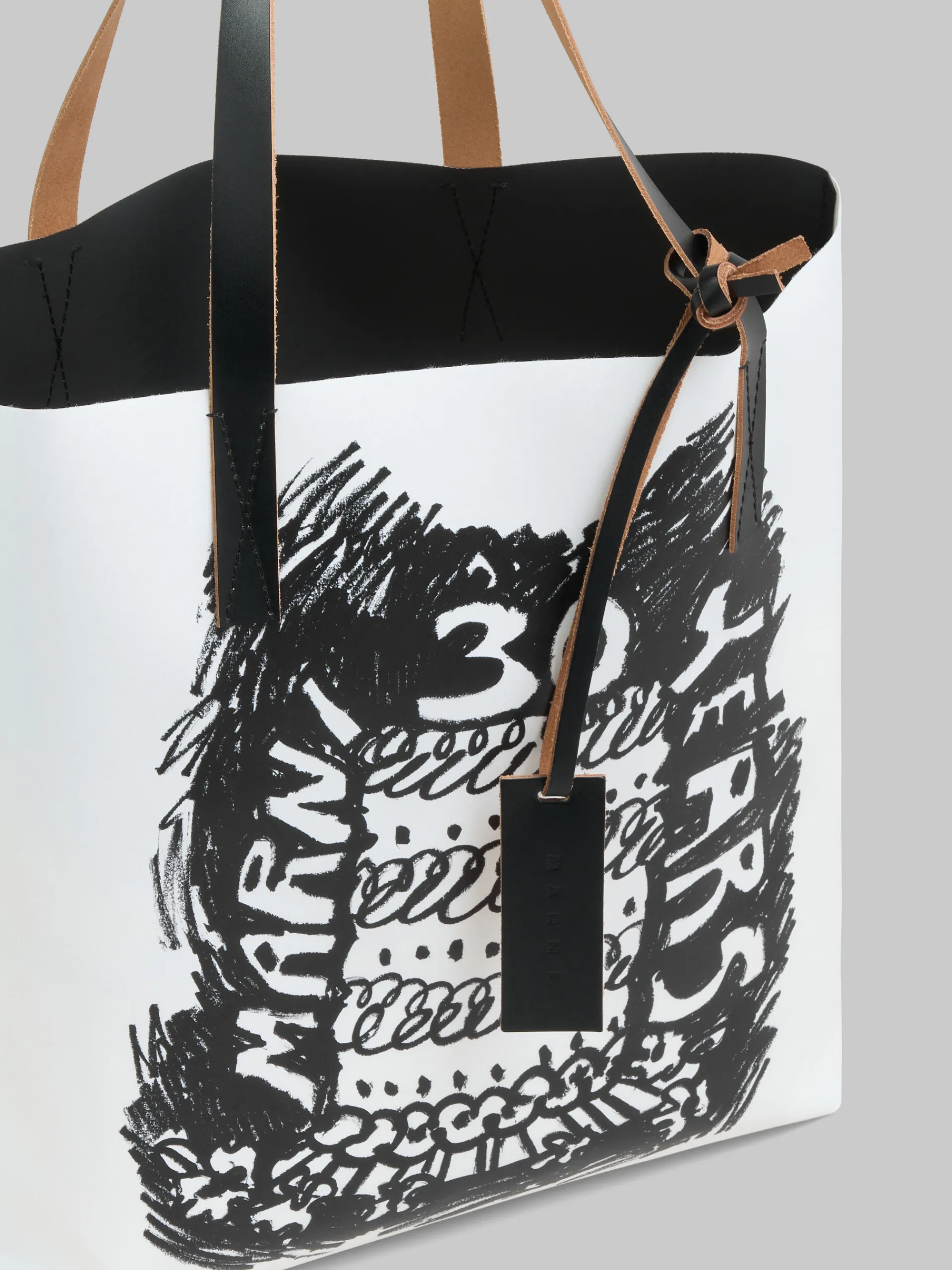 Tote Bags>Marni Two Tone Tribeca Tote With 30th Anniversary Print BLACK