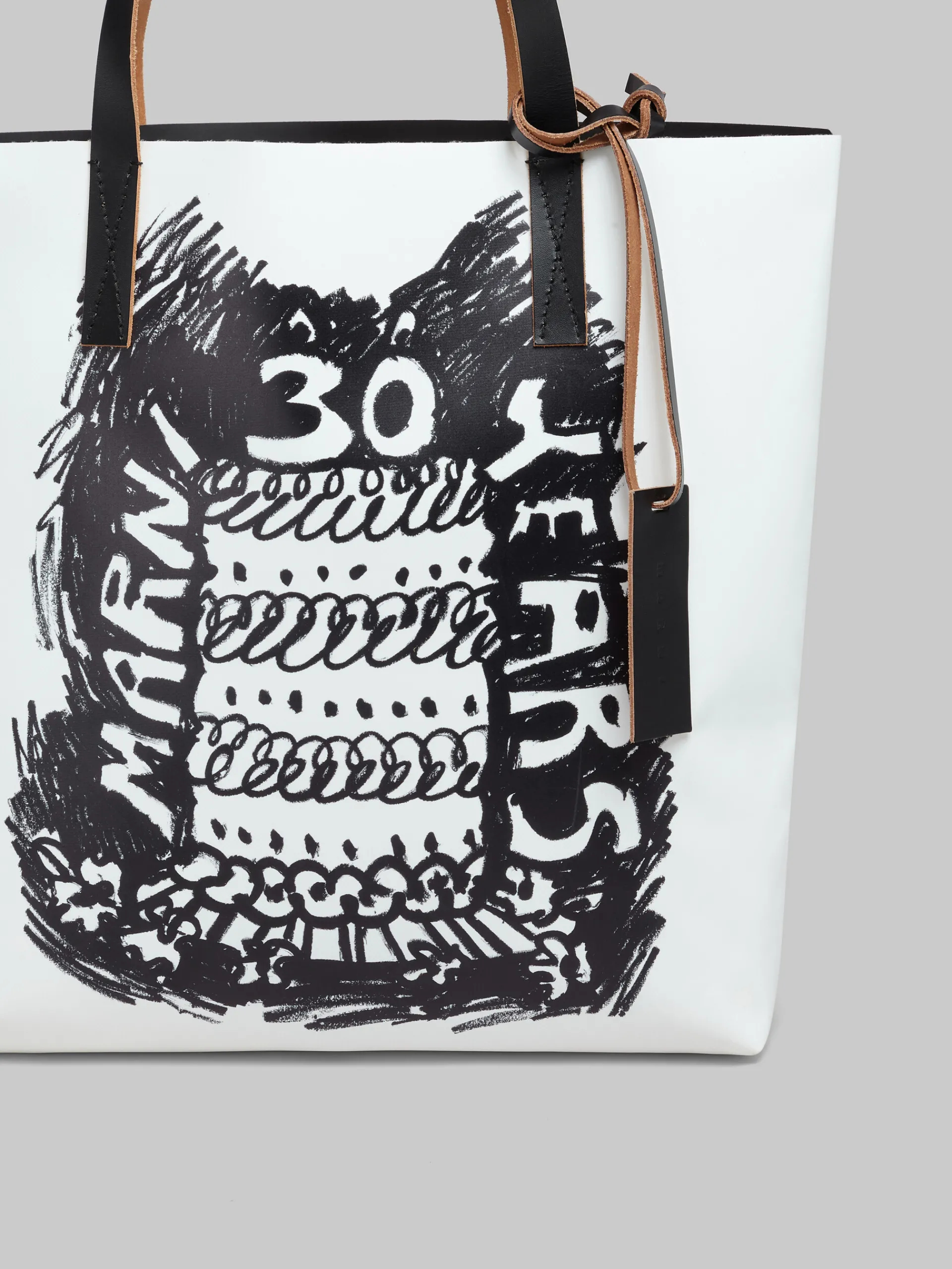 Tote Bags>Marni Two Tone Tribeca Tote With 30th Anniversary Print BLACK