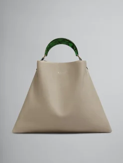 Shoulder Bags | Handbags>Marni Venice Medium Bag In Beige Leather LIGHTCAMEL/GREEN