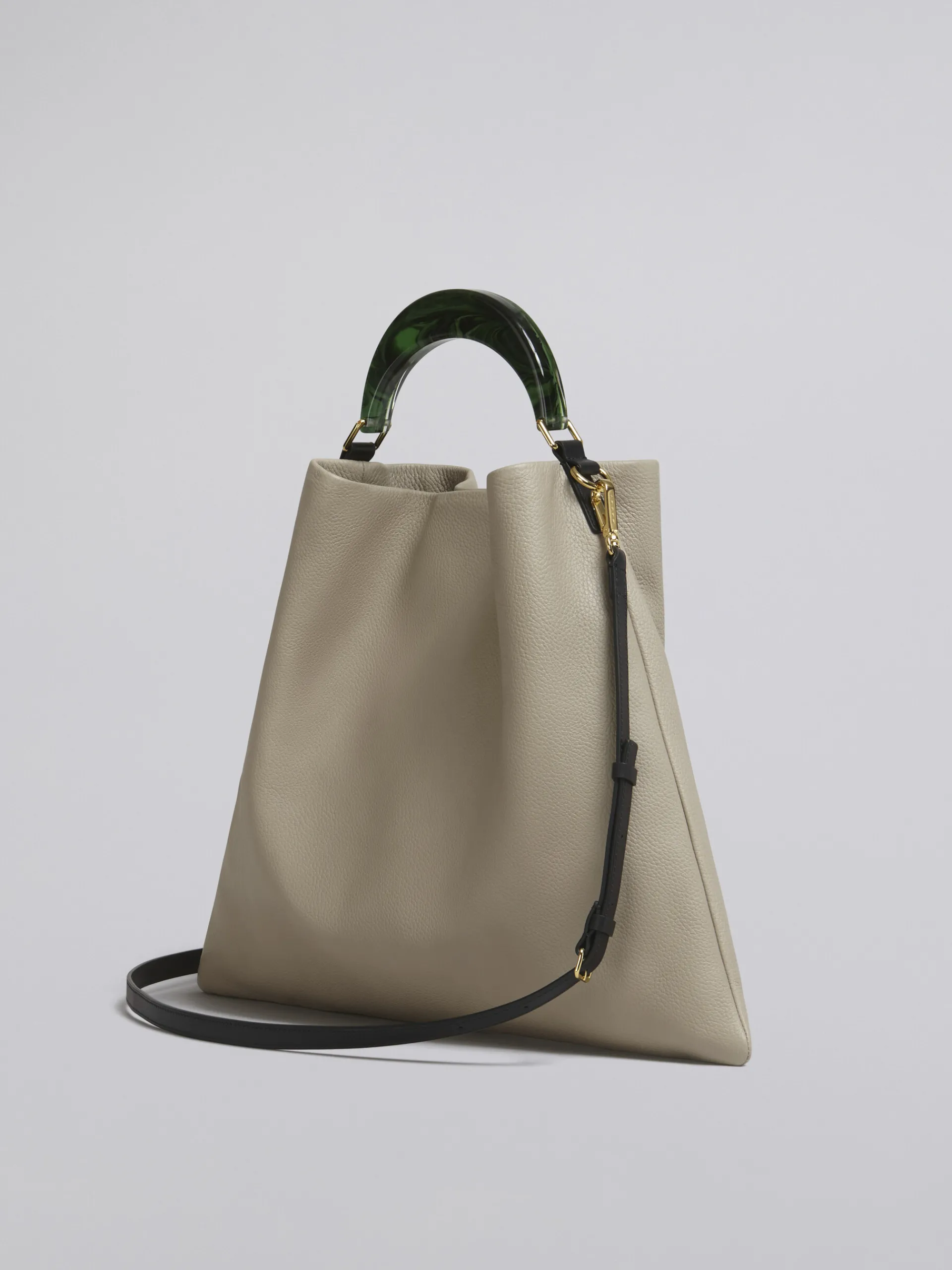 Shoulder Bags | Handbags>Marni Venice Medium Bag In Beige Leather LIGHTCAMEL/GREEN