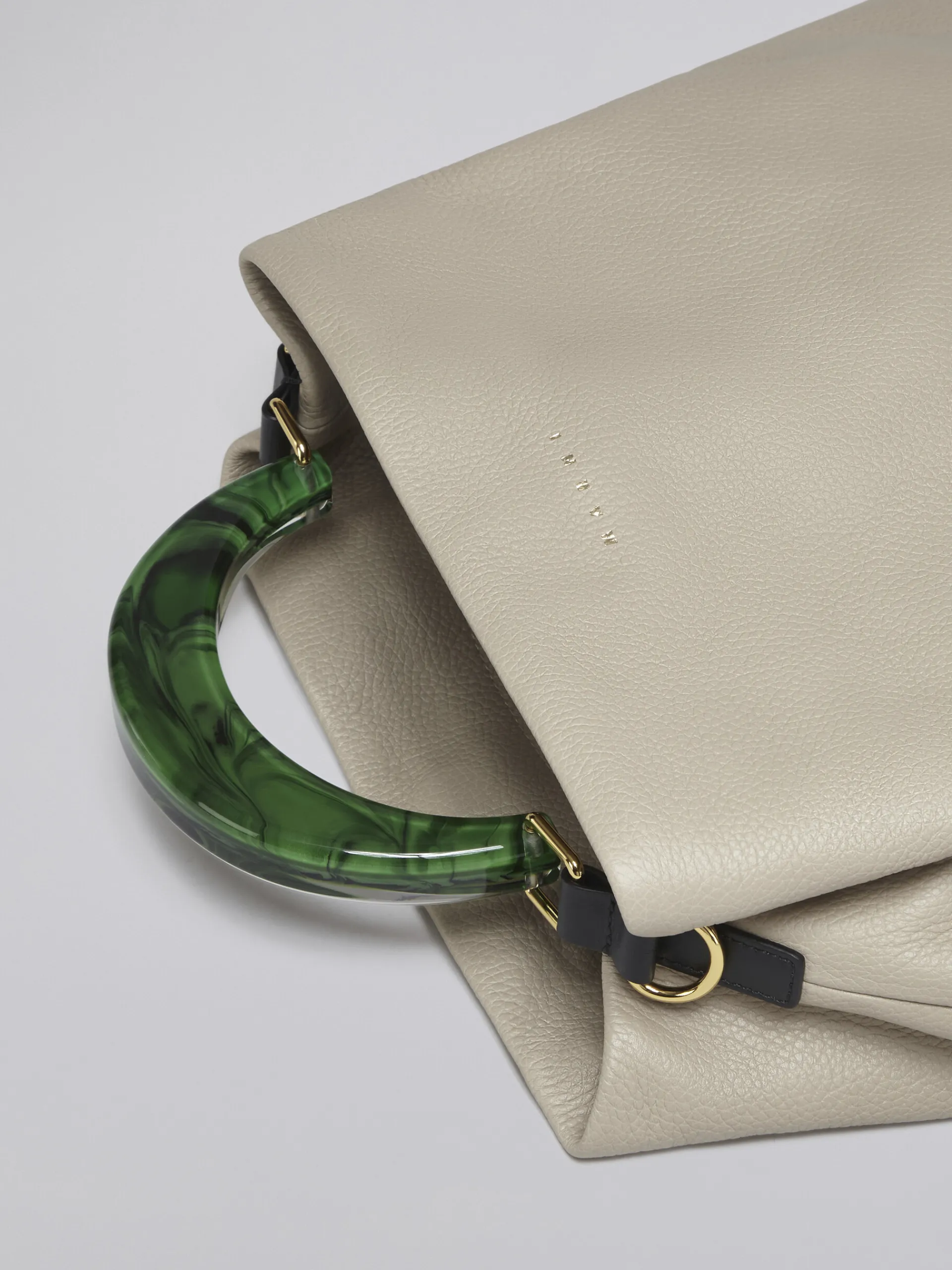 Shoulder Bags | Handbags>Marni Venice Medium Bag In Beige Leather LIGHTCAMEL/GREEN