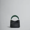 Shoulder Bags | Handbags>Marni Venice Mini Bucket Bag In Black Leather BLACK/SPHERICALGREEN