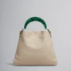 Shoulder Bags | Handbags>Marni Venice Small Bag In Beige Leather LIGHTCAMEL/GREEN