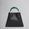 Shoulder Bags | Handbags>Marni Venice Small Bag In Black Leather BLACK/SPHERICALGREEN