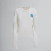 Knitwear>Marni White Cashmere Jumper With Mending Patch ALABASTER