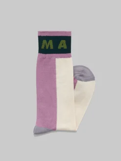 Socks>Marni White Colour-block Cotton Socks ANTIQUEWHITE