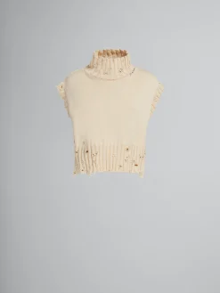 Knitwear>Marni White Cotton Cropped Vest STONEWHITE