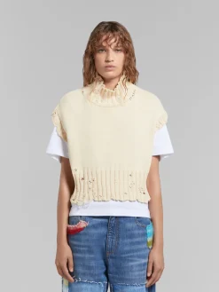 Knitwear>Marni White Cotton Cropped Vest STONEWHITE