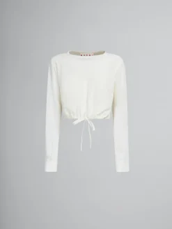Tops & T-Shirts>Marni White Crêpe De Chine Drawstring Top STONEWHITE
