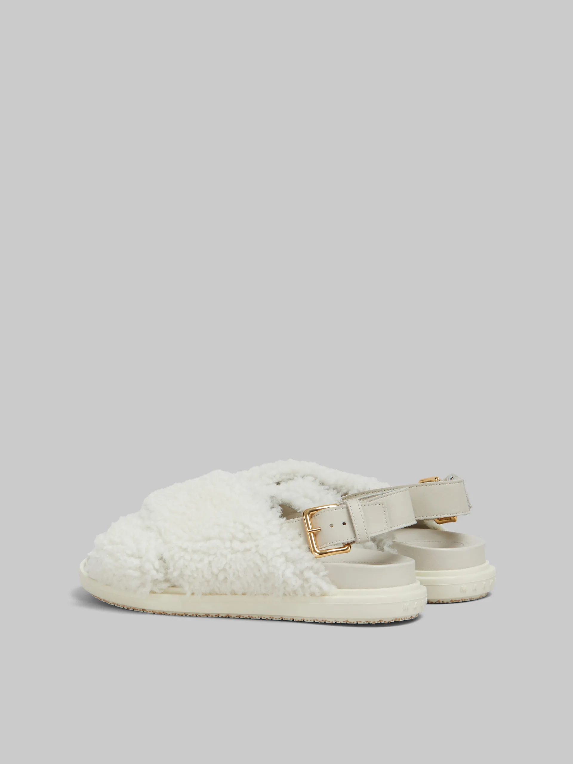 Slides & Sandals | Fussbett>Marni White Curly Shearling Fussbett Slide NATURAL WHITE