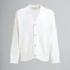 Knitwear>Marni White Dishevelled Cotton Cardigan With Mending LILYWHITE