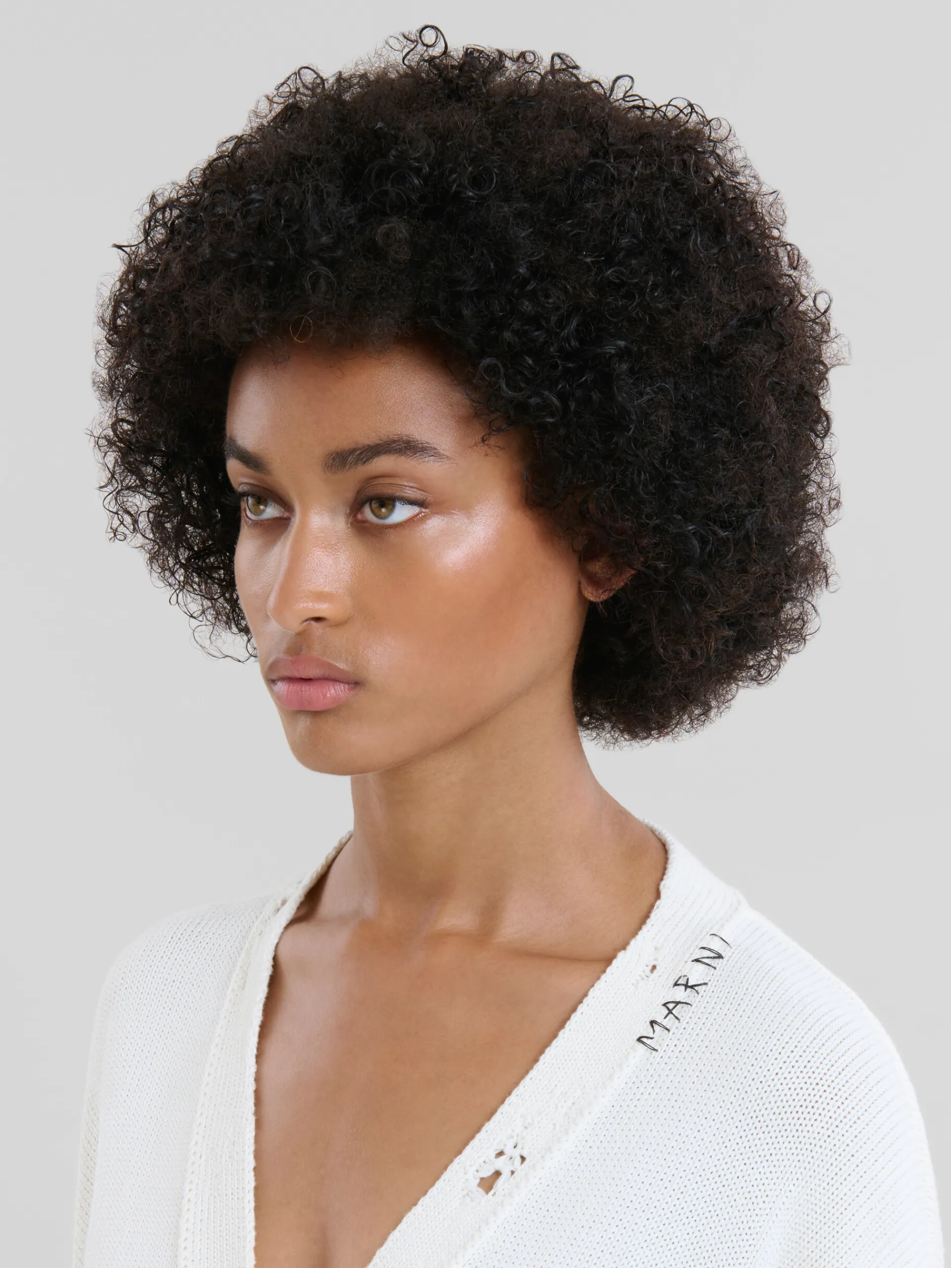 Knitwear>Marni White Dishevelled Cotton Cardigan With Mending Logo LILYWHITE
