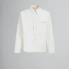 Tops & T-Shirts>Marni White Drill Shirt With Mending LILYWHITE