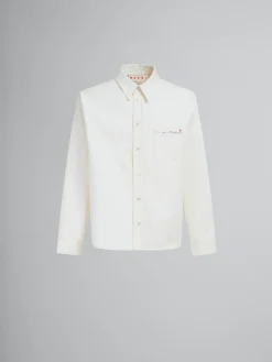 Tops & T-Shirts>Marni White Drill Shirt With Mending LILYWHITE