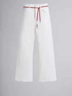 Pants>Marni White Drill Trousers With Mending LILYWHITE