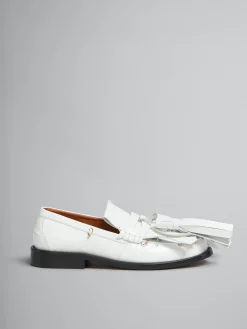 Flats>Marni White Leather Bambi Loafer With Maxi Tassels LILYWHITE