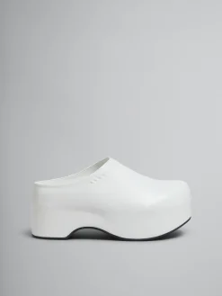 Flats | Slides & Sandals>Marni White Leather Chunky Clog Sabot LILYWHITE