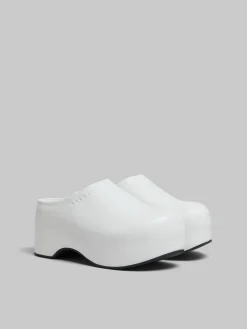 Flats | Slides & Sandals>Marni White Leather Chunky Clog Sabot LILYWHITE