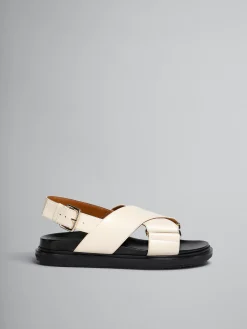 Slides & Sandals | Fussbett>Marni White Leather Fussbett SILKWHITE