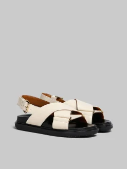 Slides & Sandals | Fussbett>Marni White Leather Fussbett SILKWHITE