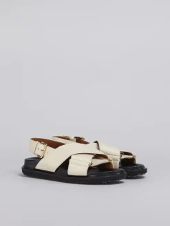 Slides & Sandals | Fussbett>Marni White Leather Fussbett SILKWHITE