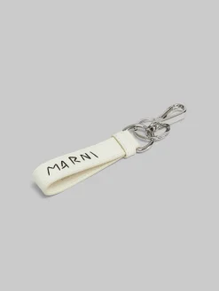 Other Accessories>Marni White Leather Keyring With Mending IVORY