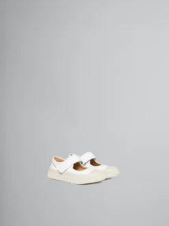 Kids>Marni White Leather Mary-Jane Sneaker WHITE/RED