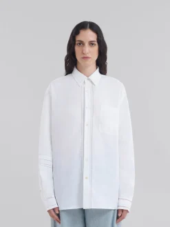 Tops & T-Shirts>Marni White Linen Shirt With Openwork Embroidery LILYWHITE