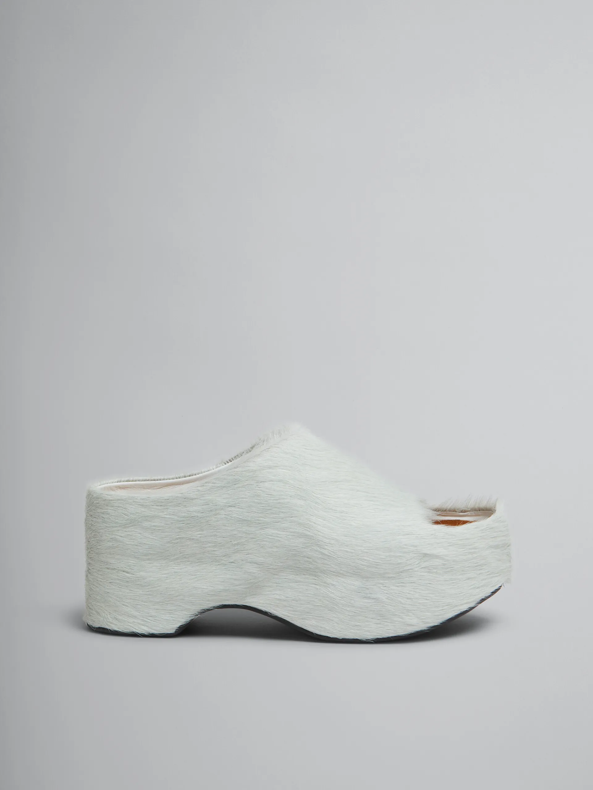 Slides & Sandals>Marni White Long-hair Calfskin Chunky Clog Slide LILYWHITE
