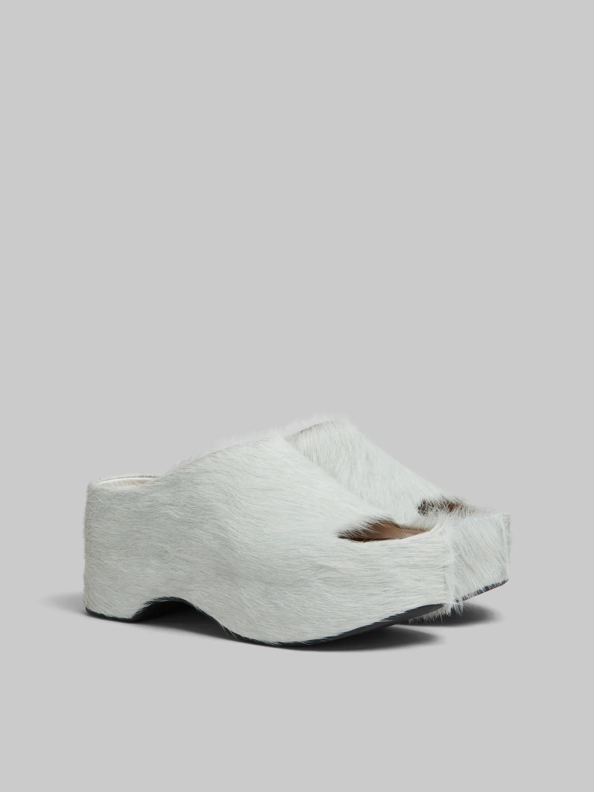Slides & Sandals>Marni White Long-hair Calfskin Chunky Clog Slide LILYWHITE