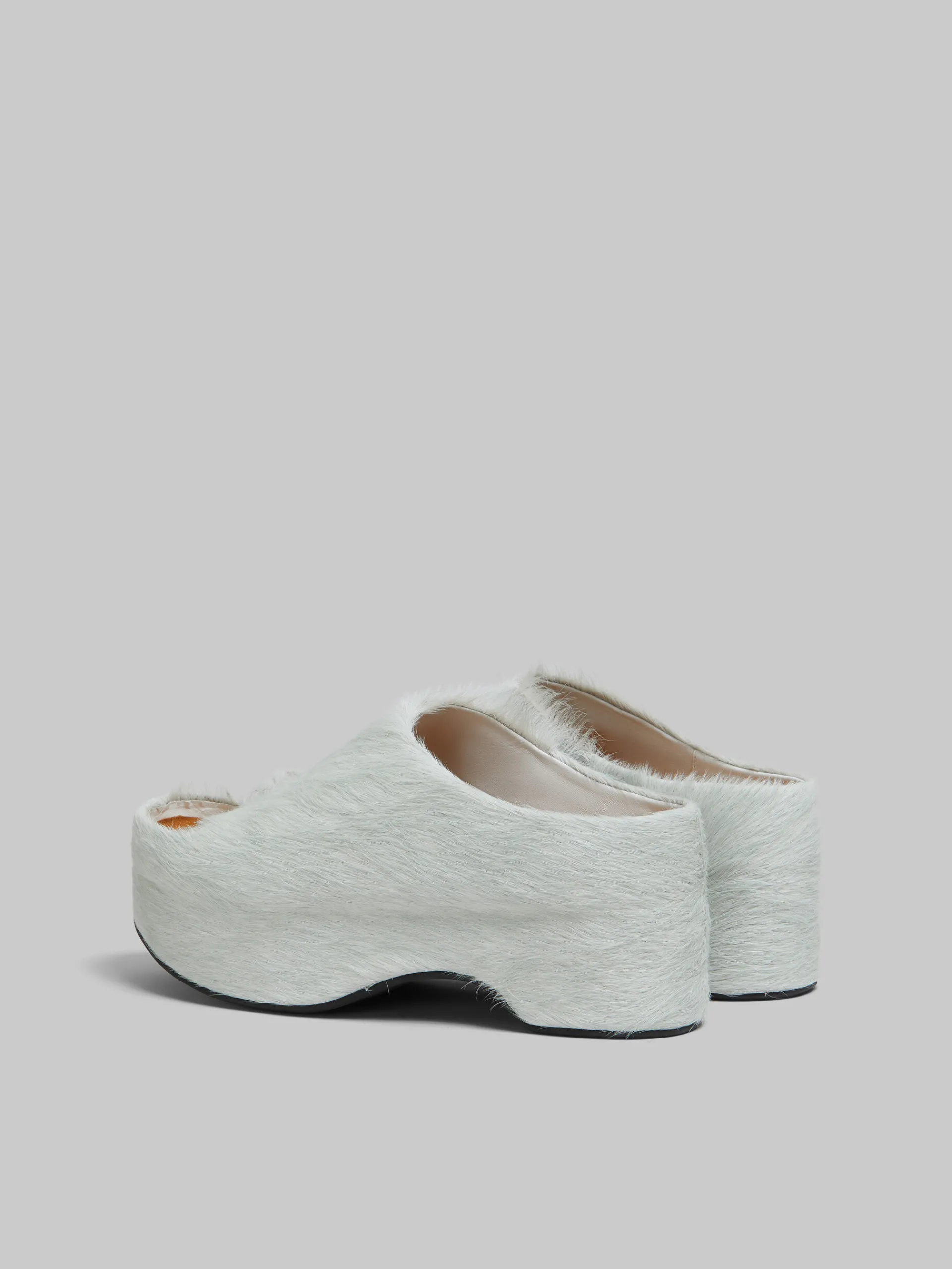 Slides & Sandals>Marni White Long-hair Calfskin Chunky Clog Slide LILYWHITE