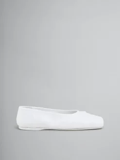 Flats>Marni White Nappa Leather Seamless Little Bow Ballet Flat LILYWHITE