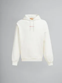 Sweatshirts>Marni White Organic Cotton Hoodie With Mini Print NATURAL WHITE