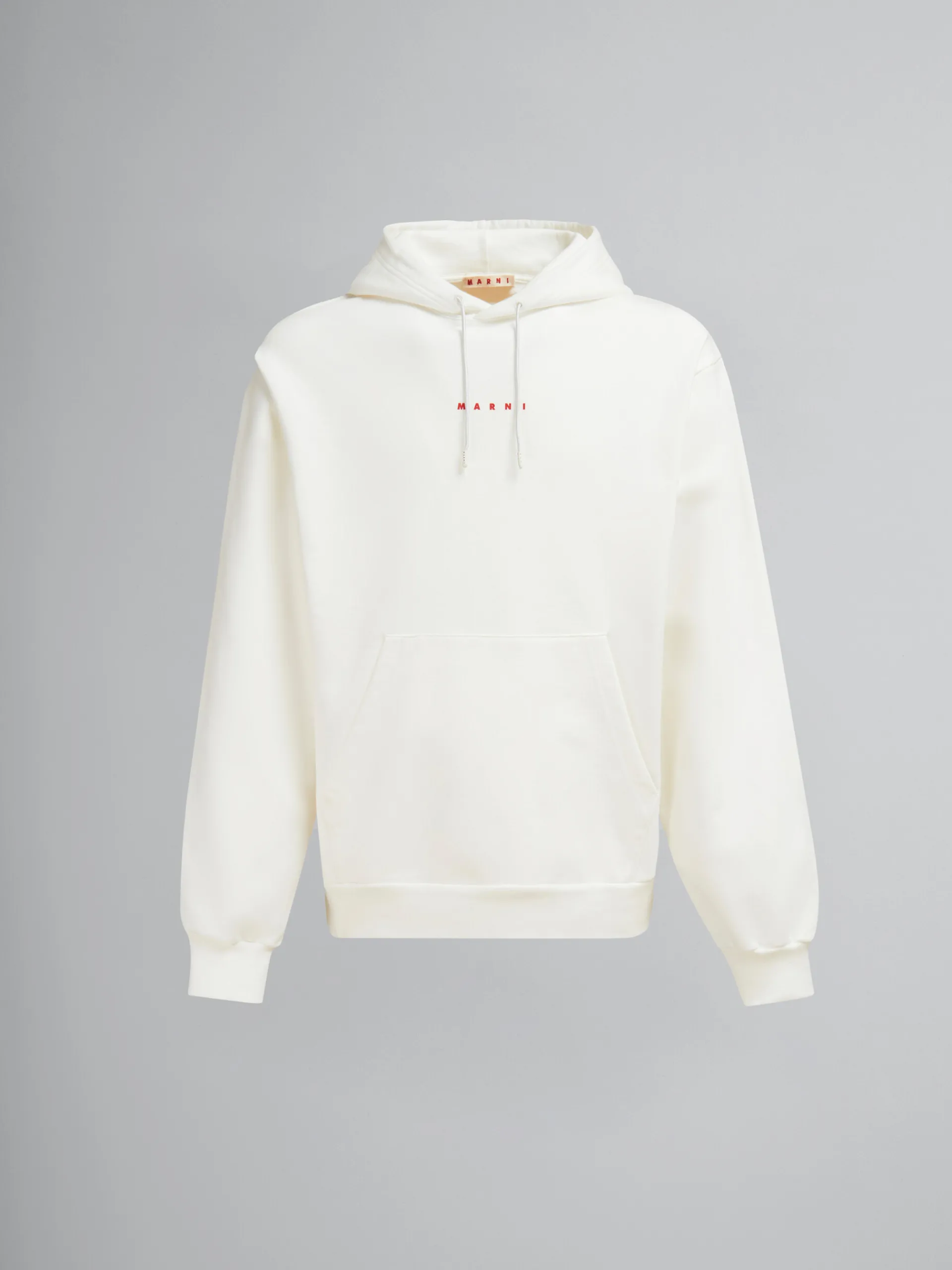 Sweatshirts>Marni White Organic Cotton Hoodie With Mini Print NATURAL WHITE