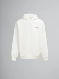 Sweatshirts>Marni White Organic Cotton Hoodie With Wrinkled Logo NATURAL WHITE