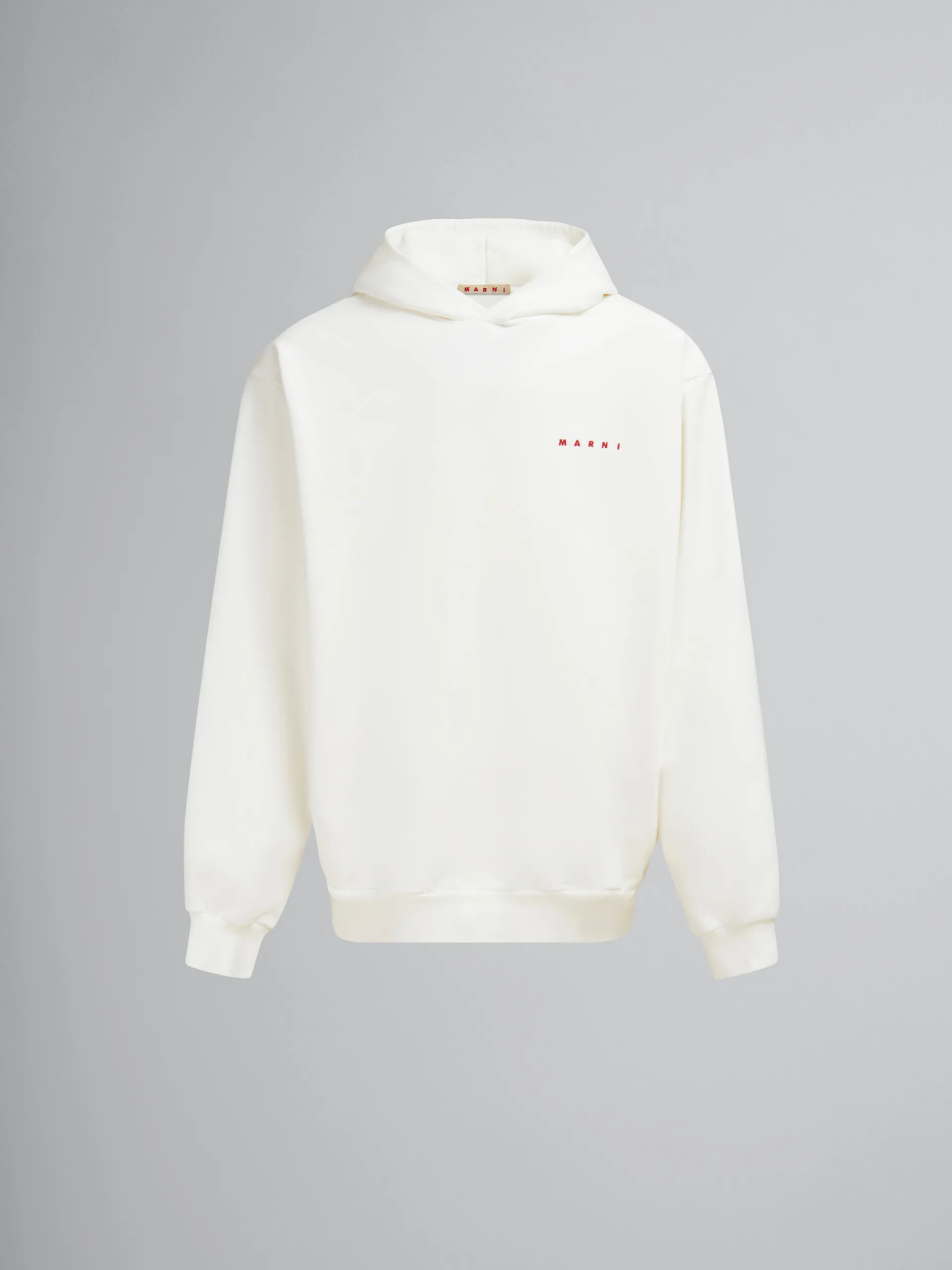 Sweatshirts>Marni White Organic Cotton Hoodie With Wrinkled Logo NATURAL WHITE