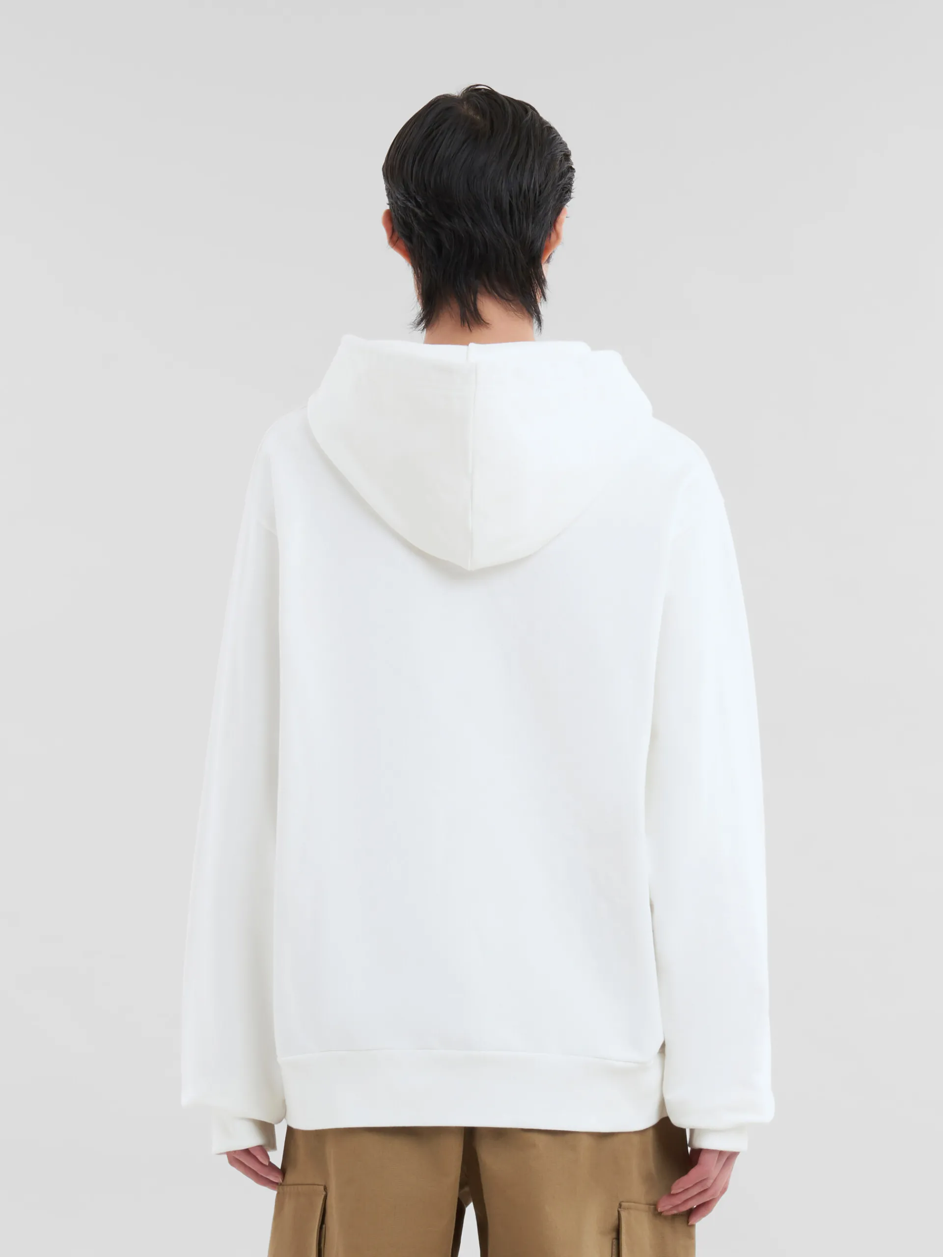 Sweatshirts>Marni White Organic Cotton Hoodie With Mini Print NATURAL WHITE