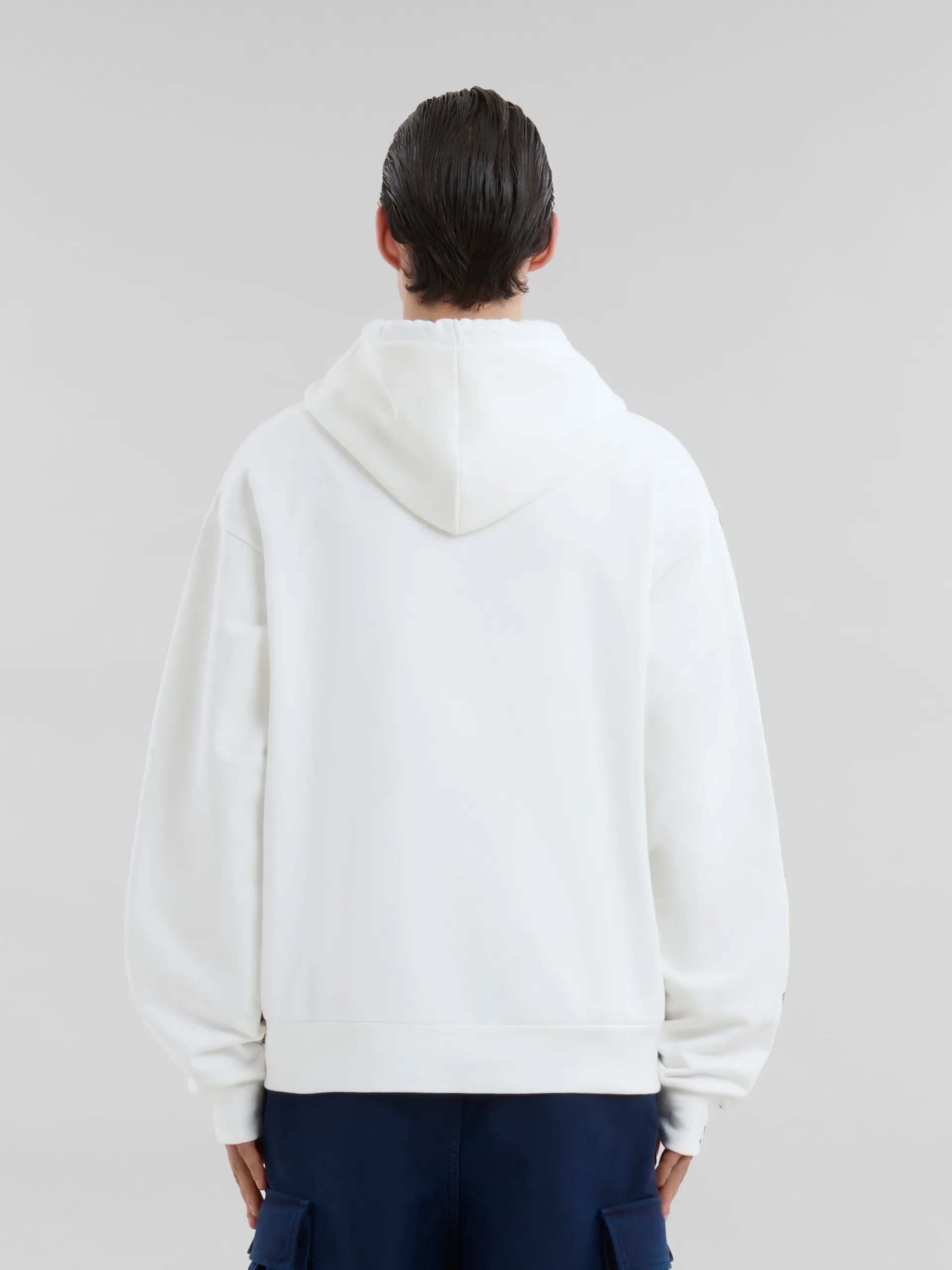 Sweatshirts>Marni White Organic Cotton Hoodie With Scribble Motif NATURAL WHITE