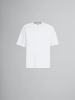 Tops & T-Shirts>Marni White Organic Cotton Oversized T-shirt With Patches LILYWHITE