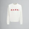 Sweatshirts>Marni White Organic Cotton Sweatshirt With Wrinkled Logo NATURAL WHITE