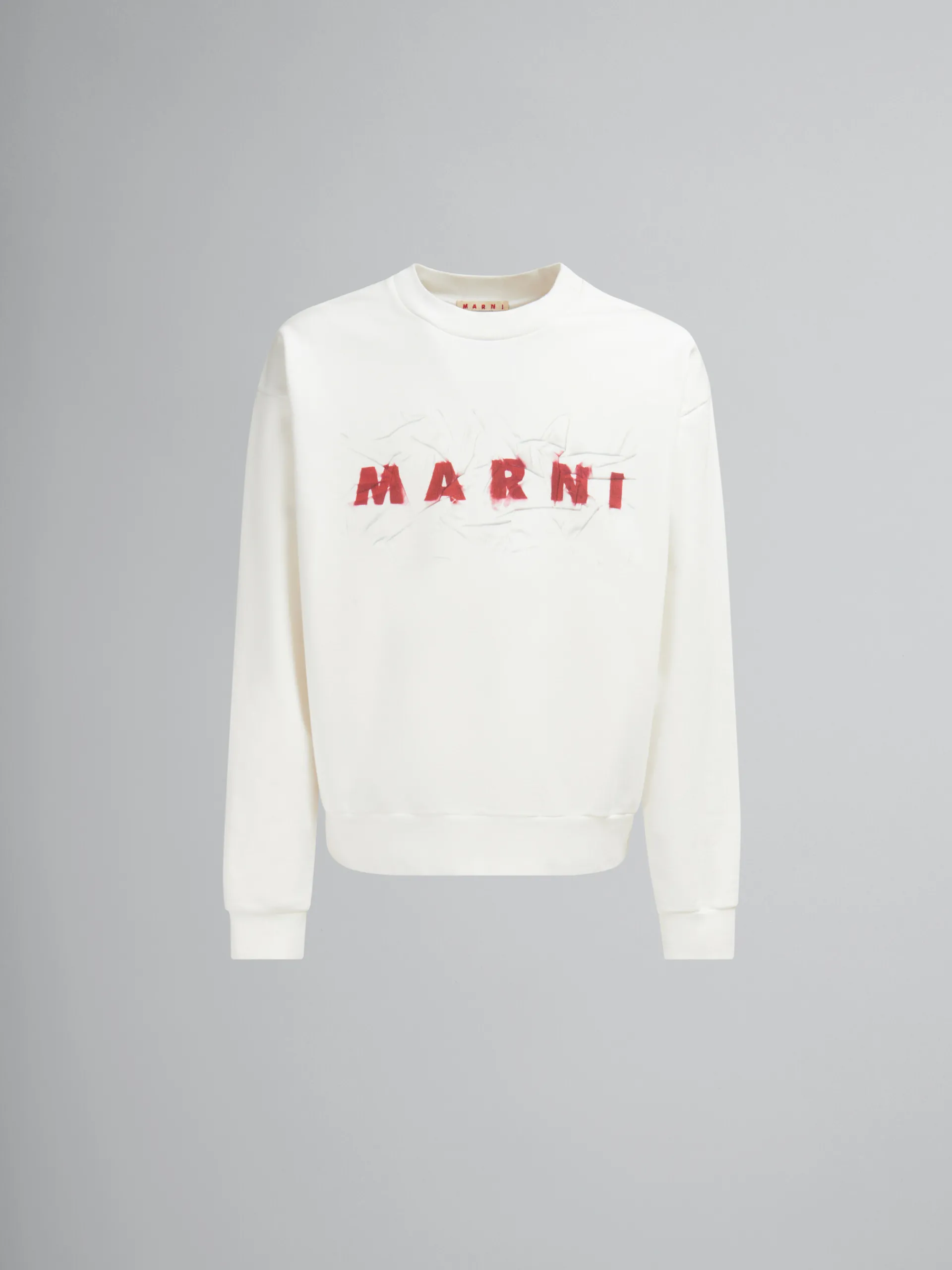 Sweatshirts>Marni White Organic Cotton Sweatshirt With Wrinkled Logo NATURAL WHITE