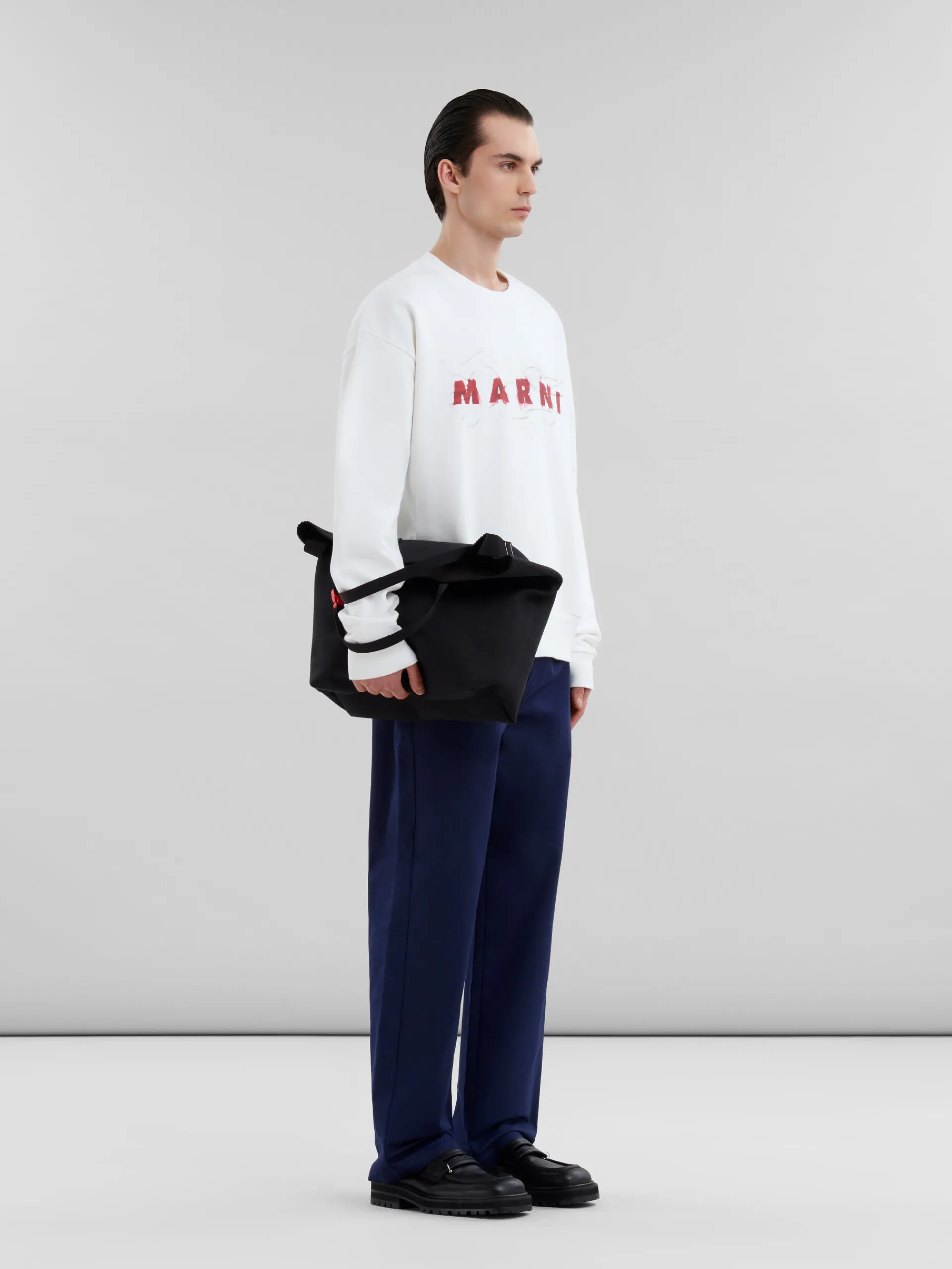 Sweatshirts>Marni White Organic Cotton Sweatshirt With Wrinkled Logo NATURAL WHITE